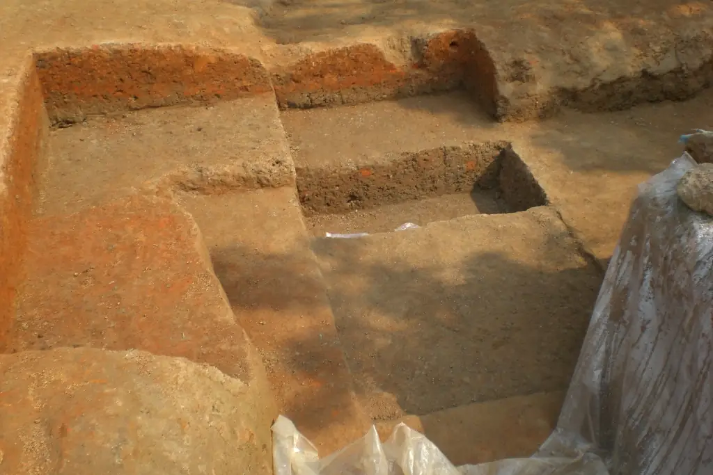 উয়ারী-বটেশ্বর, নরসিংদী — Soil layer covering a road system at Boteshwar excavation site. Photograph taken by Shehab.